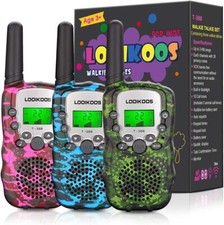 LOOIKOOS Walkie Talkies for Kids, 3 KMs Long Range Children. Camouflage 3Pack