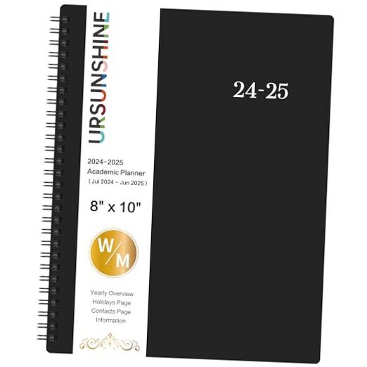 Planner 2024-2025 - Weekly & Monthly 2024-2025 Planner with Printed Tabs, Black-image