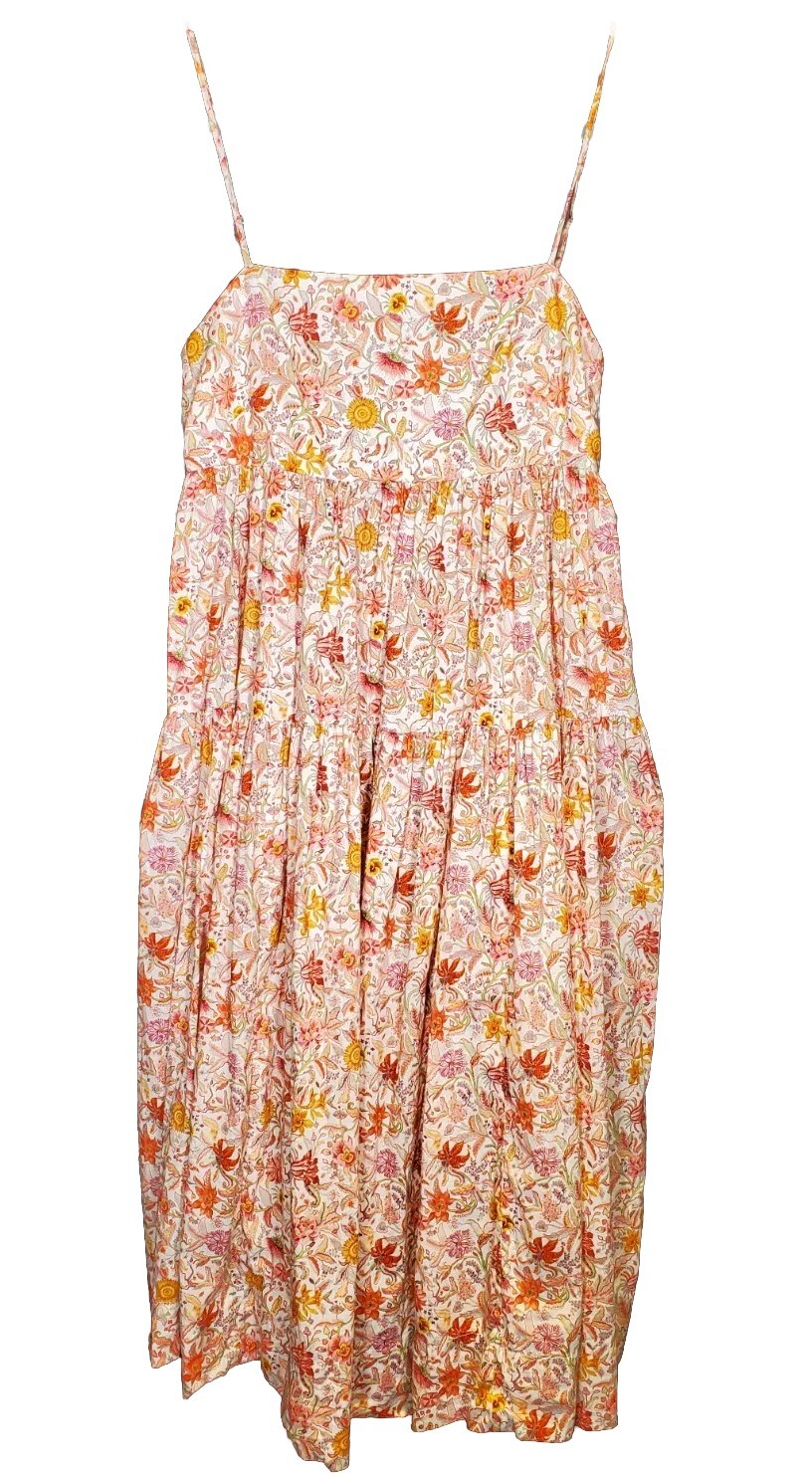 J.Crew Tiered Cotton Midi Dress Liberty Garden of Life Fabric Floral Women's 2