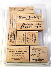 Stampin Up Seasons Greetings Christmas Wood Mounted Rubber Stamp Set Of 8 2002