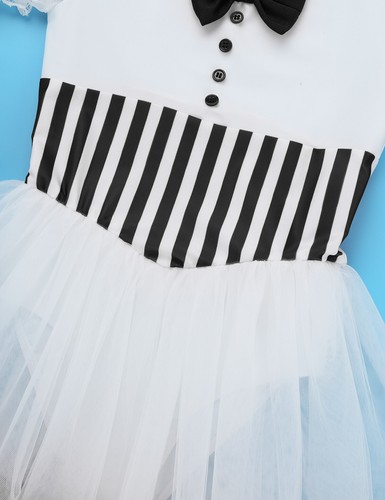 Kids Girls Sequin Striped Dancewear Costumes Christmas Mesh Tutu Dress Leotard - Picture 37 of 98
