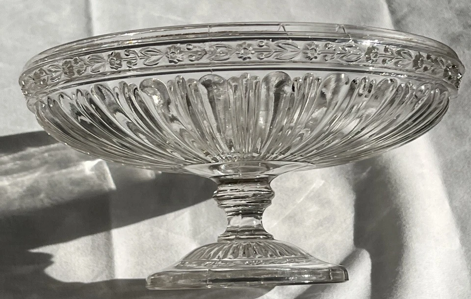 COMPOTIER VERRE MOULE MEISENTHAL MODELE LAURIERS D 20,5 cm STYLE EMPIRE COUPE - Photo 4/4