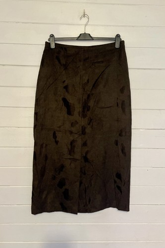 Avoca Ireland Brown Brushed Velour Midi Maxi Split Skirt L 16 44 BNWT - Picture 2 of 5