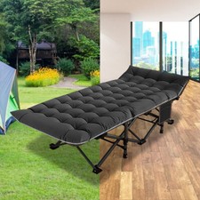 Begonia.K Folding Camping Cot Supports 600lbs Tent Cot with Mattress Carry Bag