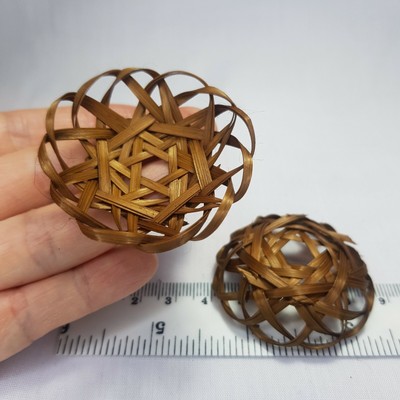 Clearance 2 Miniature BROWN Bamboo Handmade Woven Empty Basket Dollhouse BB9