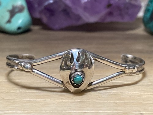 Old Pawn Native Navajo Türkis Baby Kind Manschette Bärenkralle Armband AN125-20 E - Bild 1 von 18