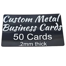 50 Custom Personalized Laser Engraved Metal Business Cards .20mm thickness