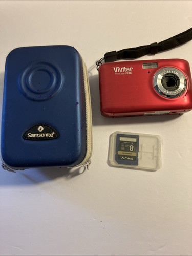 Vivitar ViviCam F128 14.1 Mega Pixels Digital Camera Red 8 MB Memory Card Works