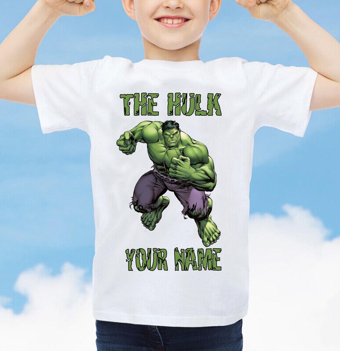 Personalised Kids The Hulk T-Shirt Super Hero Boys Girls Birthday Funny Xmas