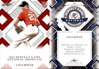COLE ROYER Rookie 2023 Leaf Perfect Game National Showcase #142 RED