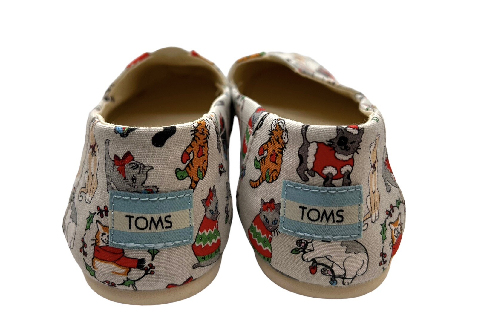 Toms Christmas Holiday Cats Shoes Flats Size 8 New With Tags Fun Cats