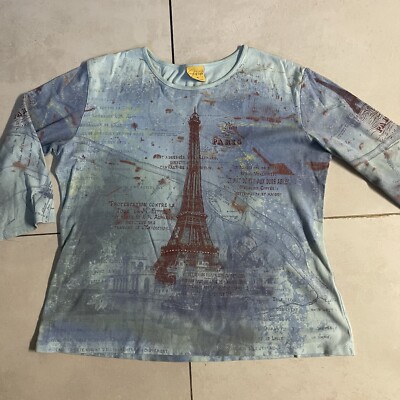 Vintage Mona Lisa Paris Eiffel Tower Top Shirt France City of Love Vacation