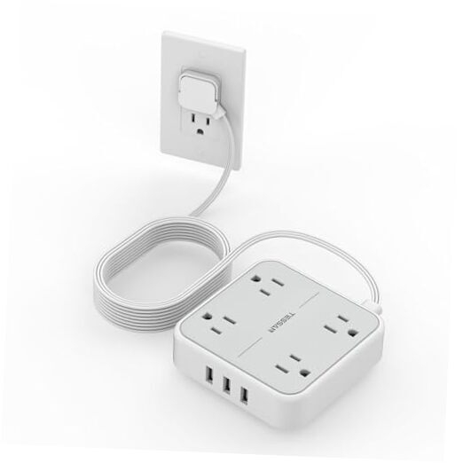 15 FT Extension Cord with USB, Surge Protector Power Strip with 4 15FT Grey-image