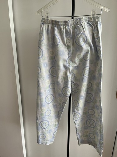 French Dressing Lingerie Satin 100% Cotton Cropped Pajama Pants Blue M - Picture 6 of 16