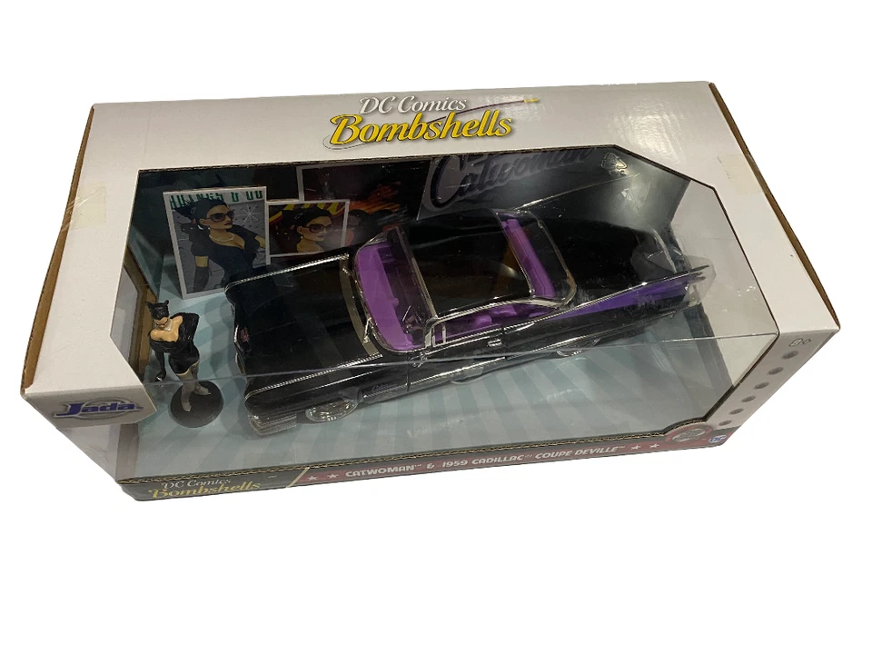 CATWOMAN & 1959 CADILLAC COUPE DEVILLE / Jada 1:24 DC COMICS - Immagine 3 di 3