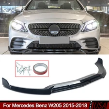 Front Splitter Lip Gloss Black Fit For Mercedes Benz W205 C205 C300 C43 2015-18