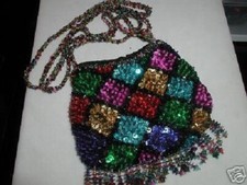 SEQUIN FRINGE PURSE SMALL EVENING BAG MULTI COLOR PROM FORMAL AFFAIR GLITTERING