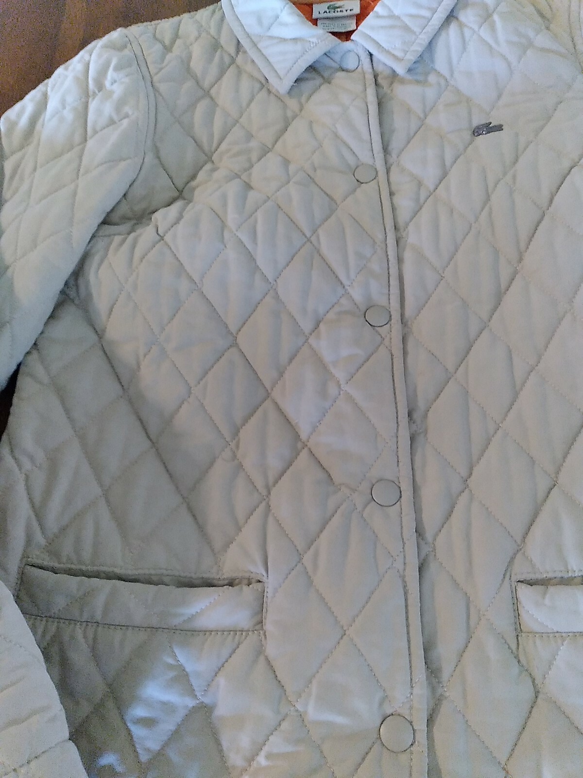 Izod Small Beige Quilted Field Jacket with Snap Front & Pockets image 2