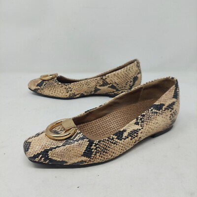 Baretraps Snakeskin Embossed Perrie Flats Faux Leather Going Out Maximalism Sz 7