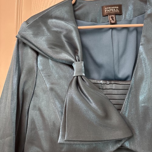 NWT Adrianna Papell Occasions Mother Bride 2 pc Set Blue Jacket & Dress Sz 14 - Picture 3 of 15