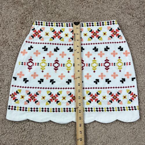 BLUE RAIN Womens Multicolored Floral Embroidered Mini Skirt M Scalloped Hem Y2K - Picture 3 of 11