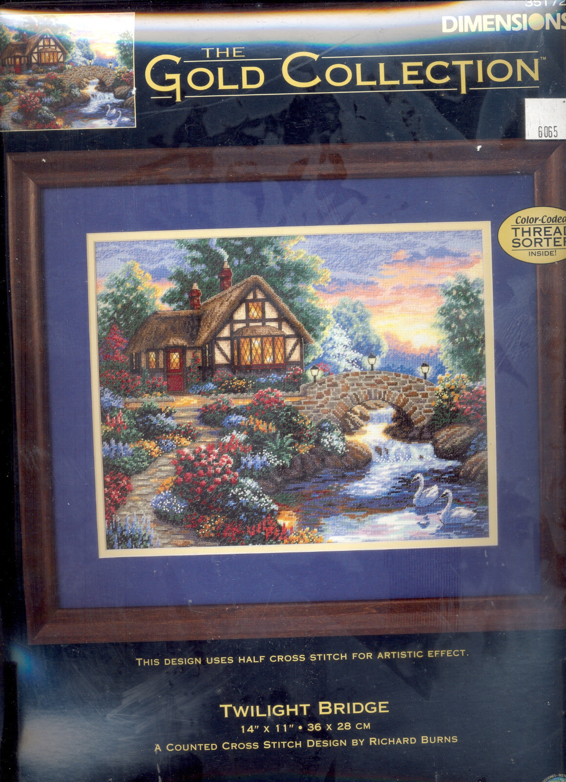 Dimensions Gold Collection Cross Stitch Kit Twilight Bridge Richard Burns