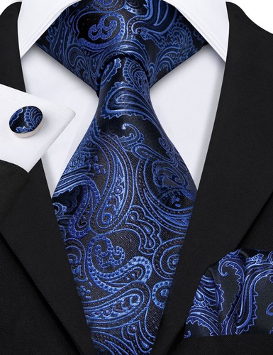 200 Color Mens Ties Paisley Striped Floral Solid Silk Tie Necktie Set Wedding - Imagen 205 de 246