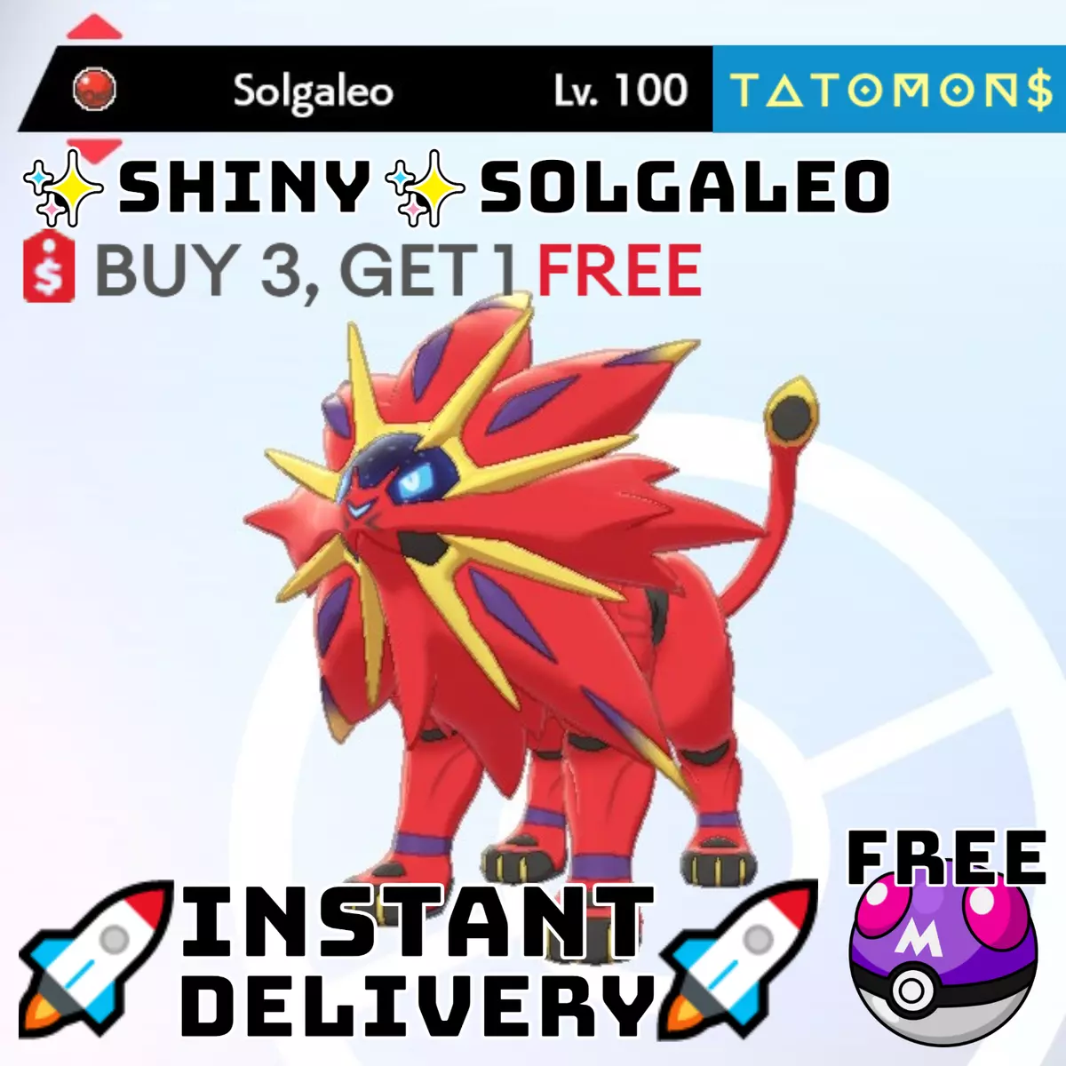 ✨ Shiny Solgaleo ✨ Pokemon Sword and Shield Perfect IV🚀Fast