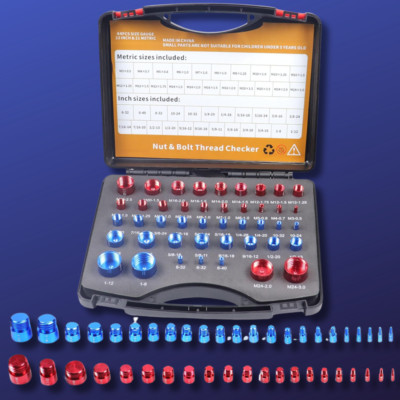 44PCS Inch & Metric Set Nut & Bolt Thread Checker Identifier Thread ...