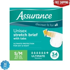 Assurance Small/Medium Unisex Stretch Briefs With Tabs 34 Ct