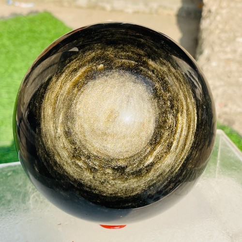 2500g Natural Large Gold Obsidian Magic Sphere Crystal Healing Polishing Ball - Picture 2 of 9