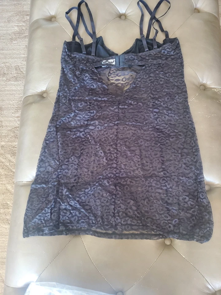 Renda feminina leopardo CHEMISE tamanho G PRETA - Imagem 2 de 4