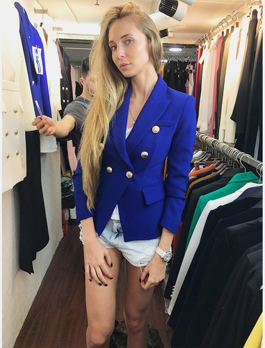 Giacca Donna Elegante Blazer Stile Militare Lunga Bottoni Dorati Aderente |  eBay
