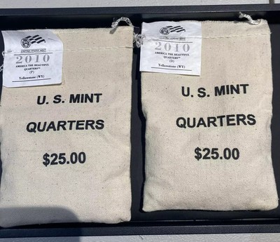 2010 - P.D.  ATB Quarters Yellowstone $25 U.S. Mint Sewn Bags
