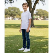 The Childrens Place Big Boys White Short Sleeve Pique Polo Shirt Size M White