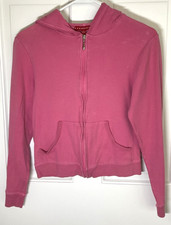 JJ BASICS JUNIOR GIRLS TOP JACKET PINK WITH HOOD SIZE L JUNIOR EUC