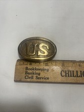 VTG US Military Civil War Union Reproduction Brass Hook Belt Buckle FREE SHIP