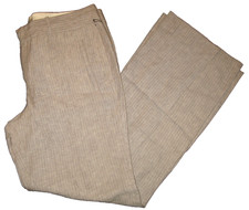 NWT Women's BANANA REPUBLIC Martin Fit Gray-White Stripe Linen Wide Leg Pants 12