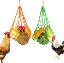 Chicken Vegetable String Bag Poultry Fruit Holder Feeder with Hook for Hens