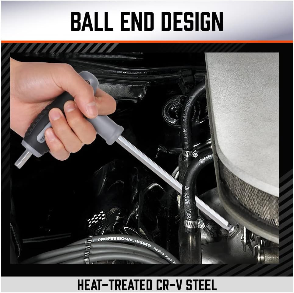 18-Piece T-Handle Allen Wrench Set, Inch/Metric Long Arm Ball End Hex Key Wrench