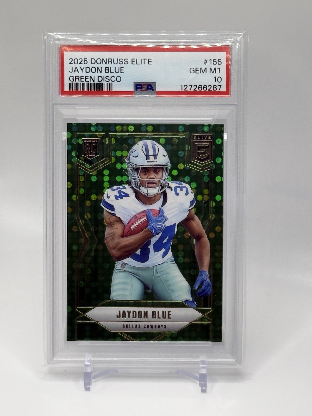 2025 Panini Donruss Elite JAYDON BLUE Green Disco Rookie - PSA 10 - COWBOYS RC