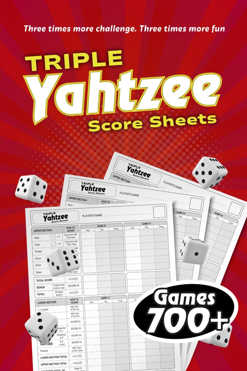 Triple Yahtzee Score Sheets: Score Games for Scorekeeping, Yahtzee Score Pads,