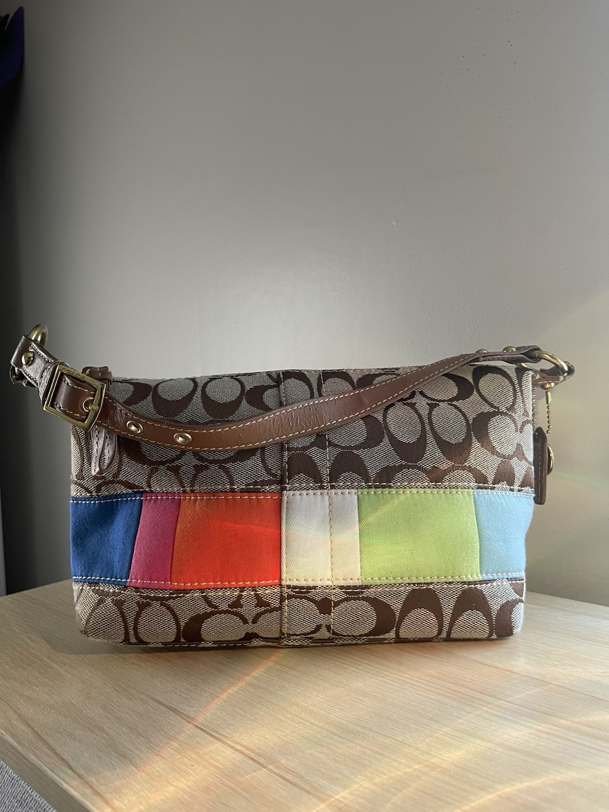 Coach Patchwork Logo Shoulder Bag Brown Multicolo… - image 1