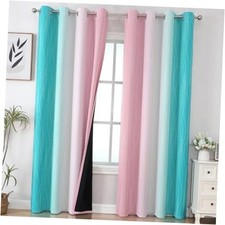 Gradient Blackout Curtains for Bedroom, 52"W x 84"L Pack of 2 Pink and Teal