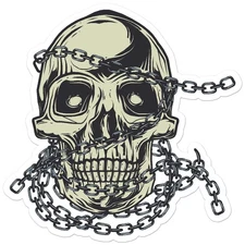 Skull Chains - Vinyl Decal Sticker - Car Window Laptop - ebn11454