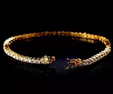 Elegant Bracelet 6.25 Ct Lab Created CVD Round Diamond 14k Yellow Gold E F VVS2