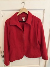 Chico's Women s Red Collared Hook Eye Jacket Blazer Lined Size 2/ Large