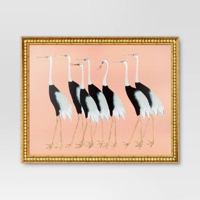 30''x 24'' Stylized Bird Canvas Board Framed Art - Threshold