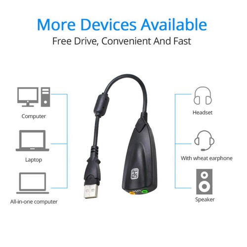USB 7.1 External Cable With Sound High Sound Quality Card (Black) Audio Adapter - Afbeelding 7 van 11