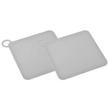 Silicone Tub Stopper Floor Drain Cover 5x5" Anti-Odor Mat Square Grey 2Pcs